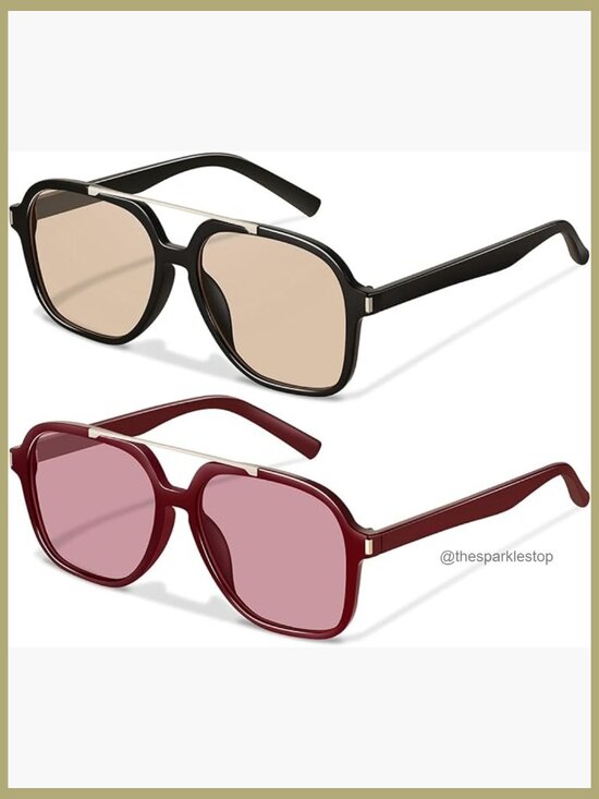 Retro Aviator Sunglasses, Plastic Frames, UV400 Protection, Lightweight